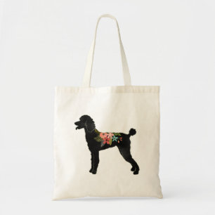 Tote Bag Poodle Dog Breed Boho Floral Silhouette