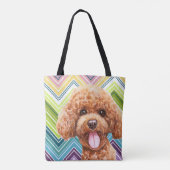 Tote Bag Poodle mignon coloré Motif Zigzag (Dos)