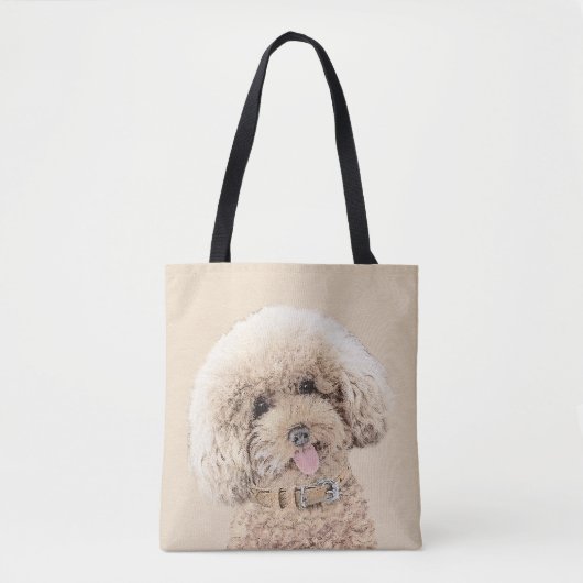 Tote Bag Poodle Miniature Toy Apricot Crème Chien Brown Art (Devant)