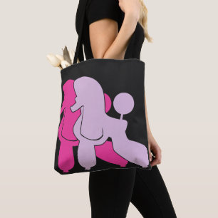 Tote Bag Poodle rose couple illustration moderne