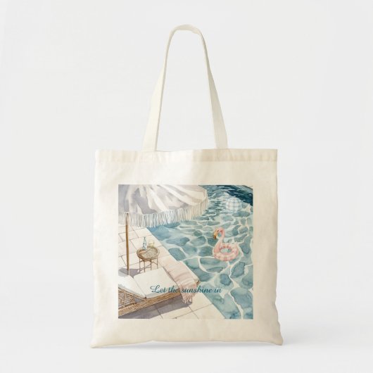 Tote Bag Poolside Umbrella Pink Flamingo Float Ball (Devant)