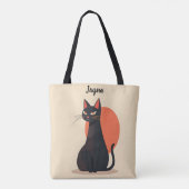 Tote Bag Pop Art Black Cat Orange Sun (Dos)