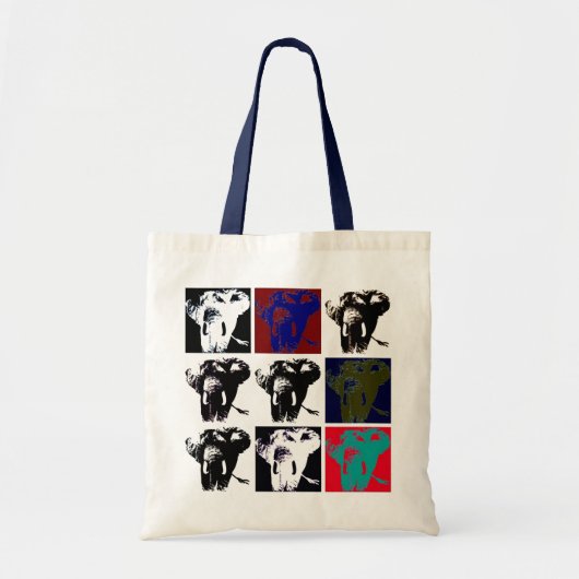 Tote Bag Pop Art Elephant Retro (Devant)