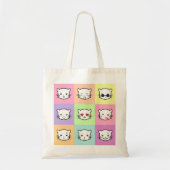Tote Bag Pop Art Kawaii Cat Emoji Mix (Devant)