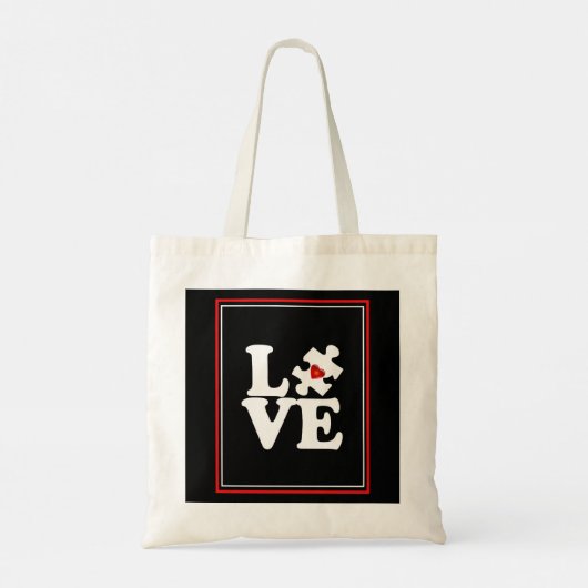 Tote Bag Pop Art LOVE Autisme Puzzle Pièce (Dos)