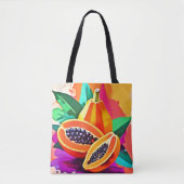 Tote Bag Pop Art Papaya découpé (Devant)