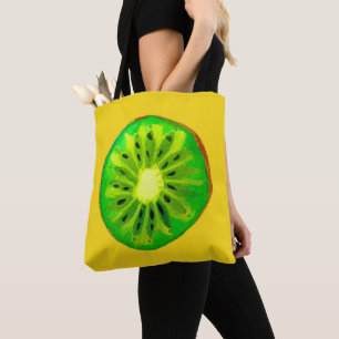 Tote Bag Pop art vif kiwi fruit original aquarelle