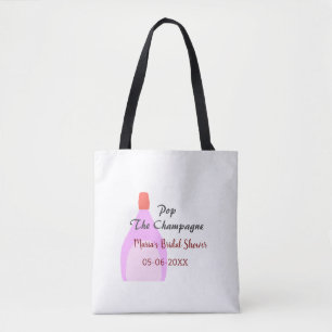 Tote Bag Pop Champagne rose invitation de douche de mariage