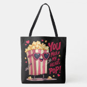 Tote Bag Popcorn Heart Pop Valentine Design (Devant)