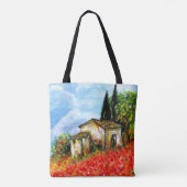 Tote Bag POPIES DANS LE PAYSAGE TOSCANE Champs de fleurs ro (Dos)