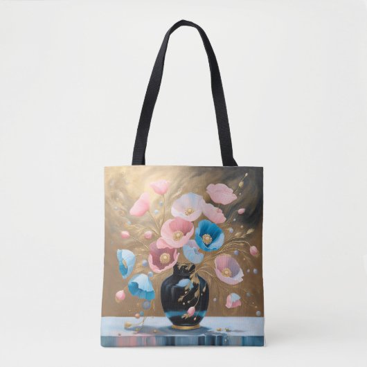Tote Bag Poppies Dans Vase Noir (Devant)