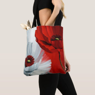 Tote Bag Poppies rouges et blanches