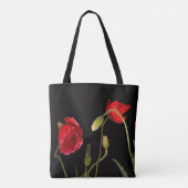 Tote Bag Poppies Rouges Vibrantes Sur Noir (Dos)