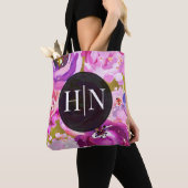 Tote Bag Pops de rose et violet Vibrant floral  (De près)