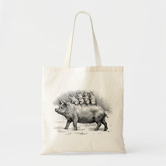 Tote Bag Porc avec des porcelets (Devant)