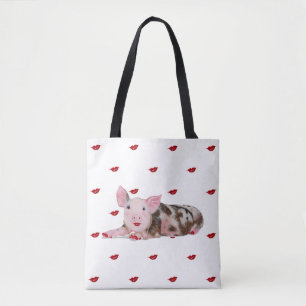 Tote Bag Porc avec le rouge à lèvres Fourre-tout