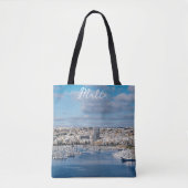 Tote Bag Port de Sliema avec bâtiments et bateaux modernes (Devant)