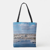 Tote Bag Port de Sliema avec bâtiments et bateaux modernes (Dos)