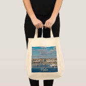 Tote Bag Port de Sliema avec bâtiments et bateaux modernes (Devant (produit))