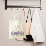 Tote Bag Porte-mère fleurs de lavande<br><div class="desc">Arrière - plan transparent. Décoré de fleurs de lavande et d'abeilles. Personnalisez et ajoutez le nom de votre bridemaide. Retour : aucune conception</div>