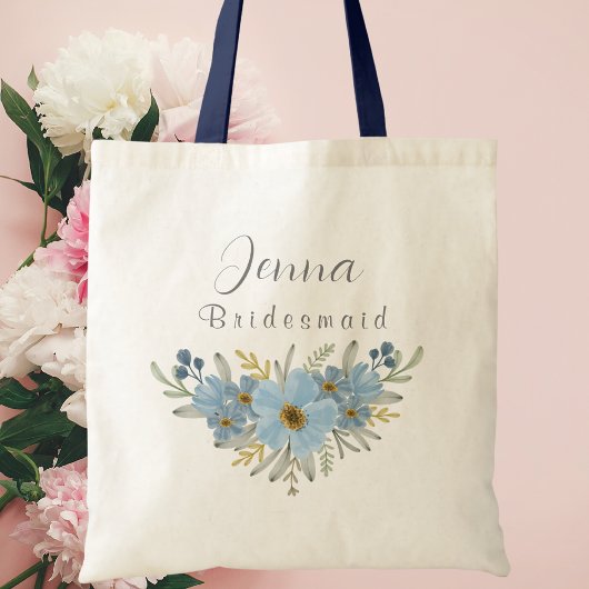 Tote Bag Porte-mère florale bleue personnalisée