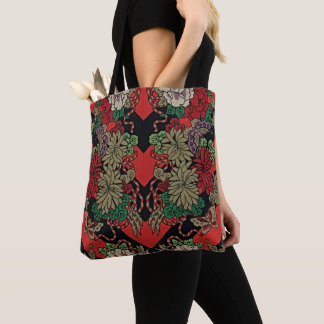 Tote Bag Porter Elégance avec rouge japonais Vintage Floral