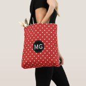 Tote Bag Portez votre style avec un Monogramme rouge blanc  (De près)