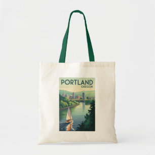 Tote Bag Portland Oregon Skyline Travel Art Vintage