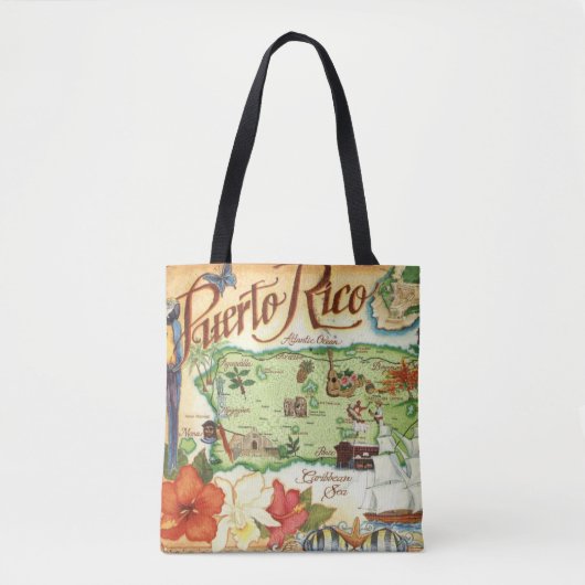 Tote Bag Porto Rico Map Shoulder Fourre-tout (Devant)