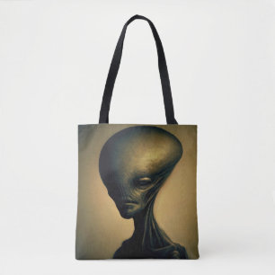 Tote Bag Portrait Alien tiré à la main