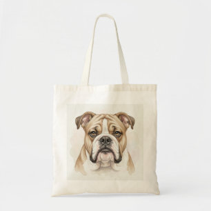 Tote Bag Portrait aquarelle de Bulldog Anglais