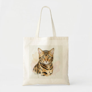 Tote Bag Portrait aquarelle de chat Bengal