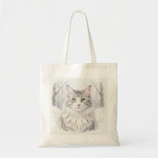 Tote Bag Portrait aquarelle de chat des forêts norvégiennes