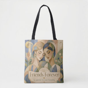 Tote Bag Portrait Art Déco de deux femmes Amies pour toujou