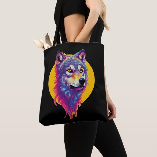 Tote Bag Portrait couleur Wolf (De près)