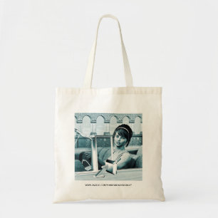 Tote Bag Portrait d'art de femme glamour bleu vintage