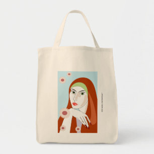 Tote Bag Portrait d'art floral rétro rousse Fashion