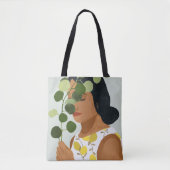 Tote Bag Portrait de botanique - femme avec la verdure (Devant)