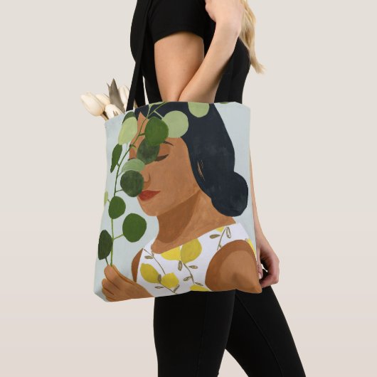 Tote Bag Portrait de botanique - femme avec la verdure (De près)