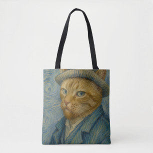 Tote Bag Portrait de chat autoportrait de Van Gogh Parodie