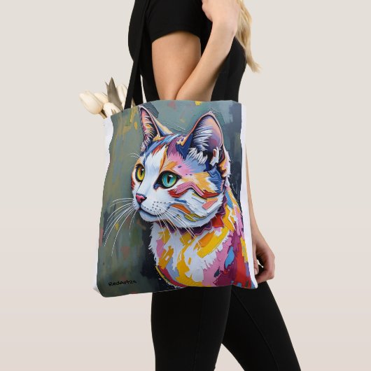 Tote Bag Portrait de chat coloré (De près)