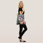 Tote Bag Portrait de chat coloré (Sur le modèle)