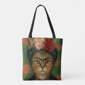 Tote Bag Portrait de chat de Frida Kahlo, impression d'art (Dos)