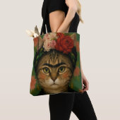 Tote Bag Portrait de chat de Frida Kahlo, impression d'art (De près)