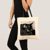 Tote Bag Portrait de chat noir mignon (Devant (produit))