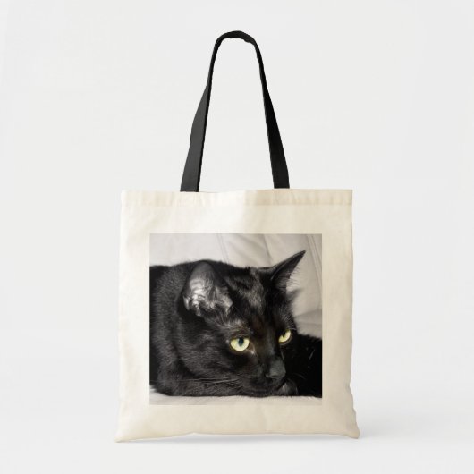 Tote Bag Portrait de chat noir mignon (Devant)