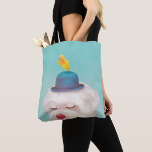 Tote Bag Portrait de chien clown méditatif