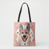 Tote Bag Portrait de chien d'art Abstrait Cute Boho (Devant)