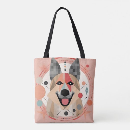 Tote Bag Portrait de chien d'art Abstrait Cute Boho (Dos)