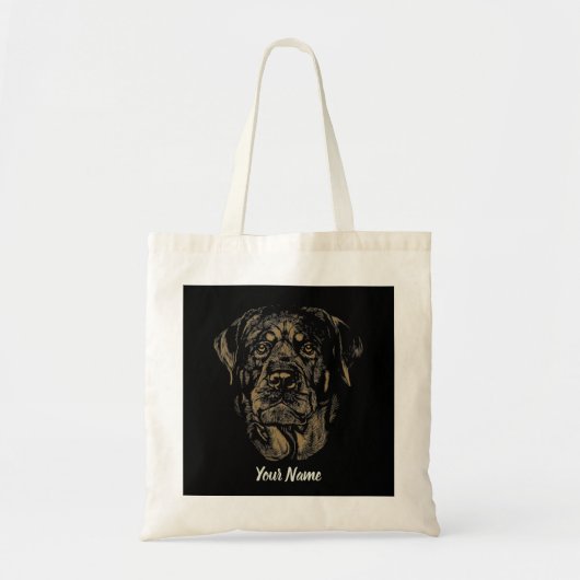 Tote Bag Portrait de chien Rottweiler (Devant)